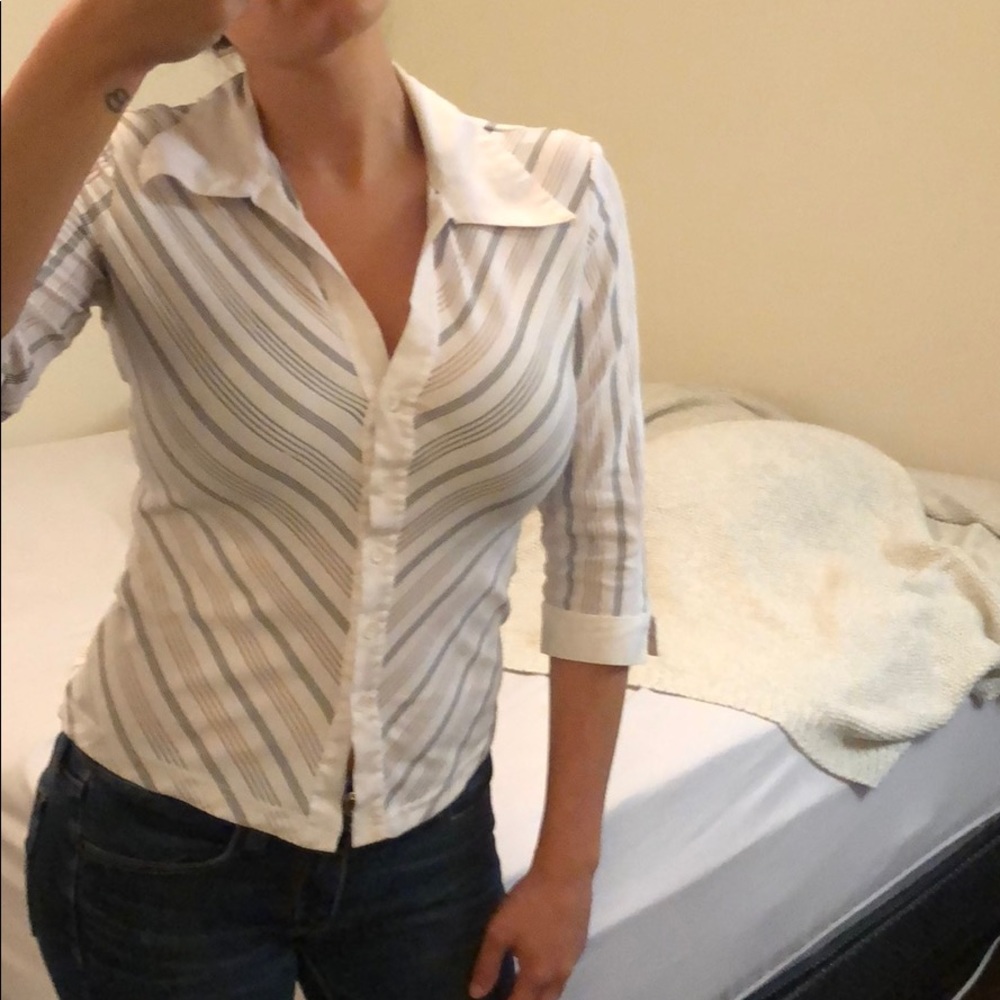 White & Black Collared Button-Down
